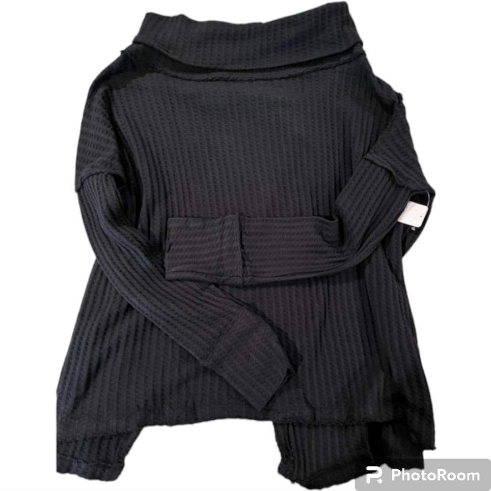 Free people juicy long sleeve large black thermal top - Picture 3 of 4
